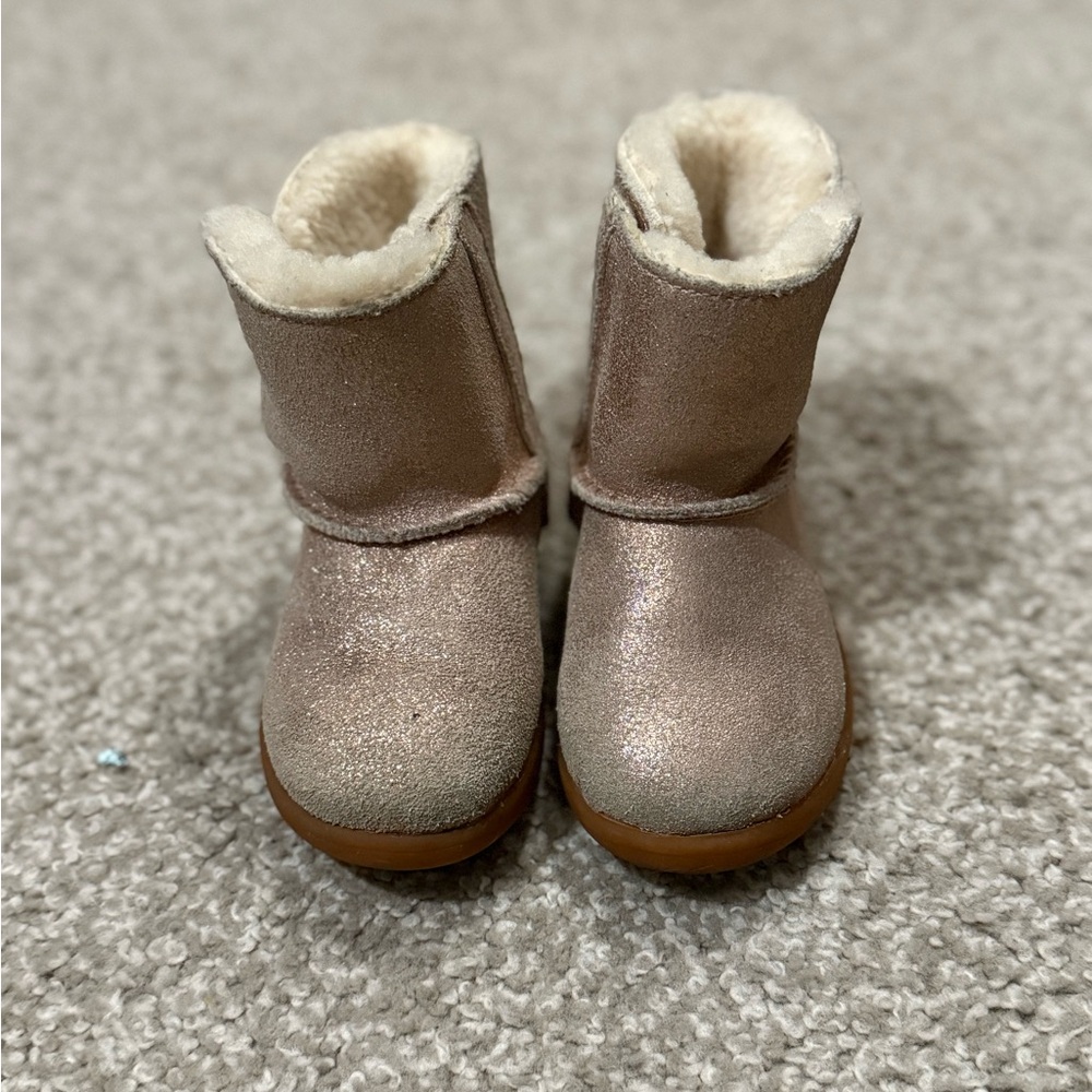 UGG Kids Glitter Rose Gold Sheepskin Boots